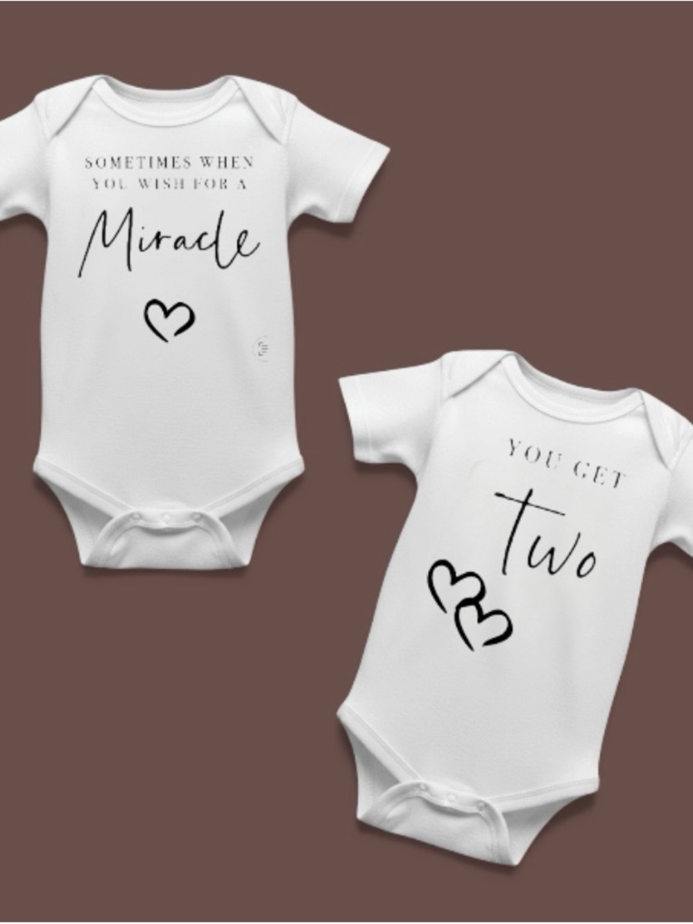 Twins onesie bodysuit set Sometimes When You Wish For a Miracle, you Get two 0-3